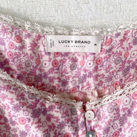 Lucky Brand Boho Midi Dress Woman’s Size Mixed Floral Print Pink Lavender NWT - Picture 3 of 14